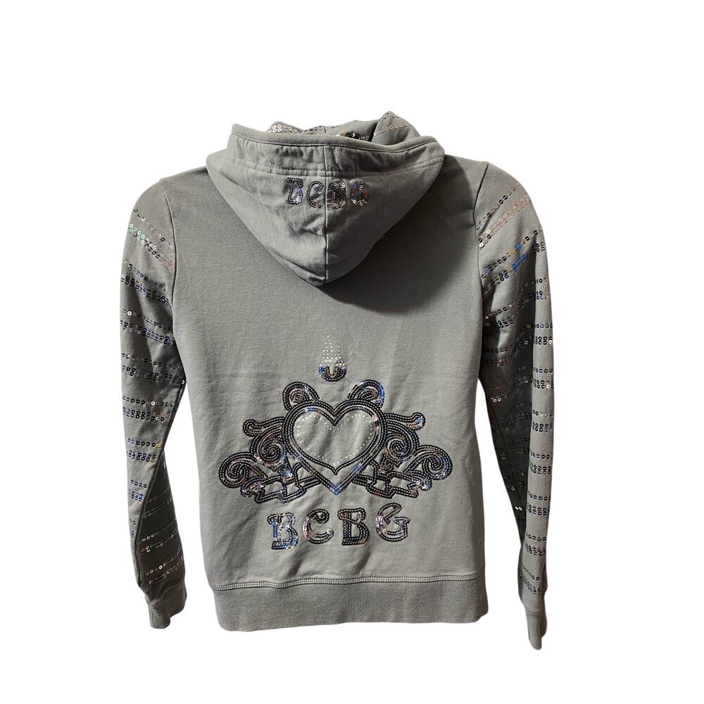 BCBG MAXAZRIA, Sequin Detail Hoodie size Medium Gray